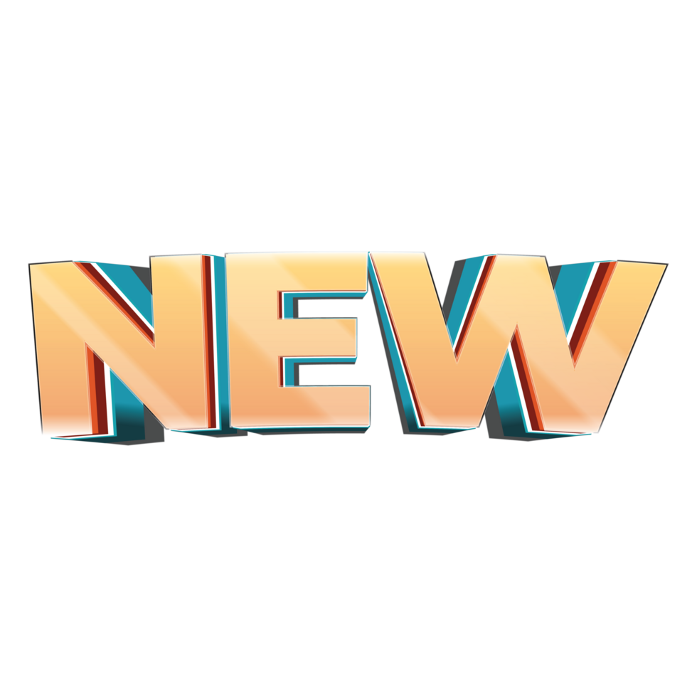 New Label text effect png, new product text png