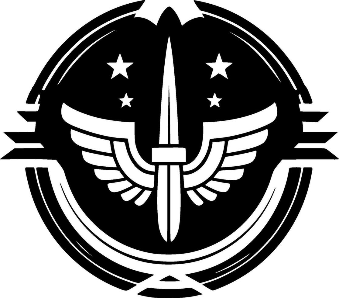 Military, Black and White Vector illustration