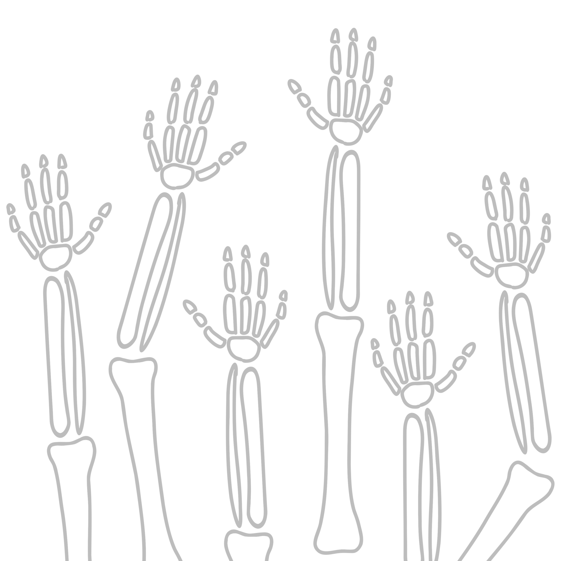 Halloween arm bones, human skeleton line art doodle 27209345 PNG