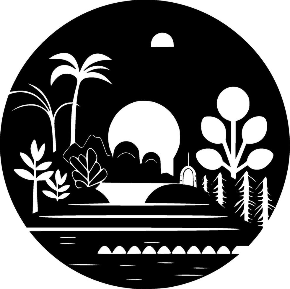 jardín - negro y blanco aislado icono - vector ilustración