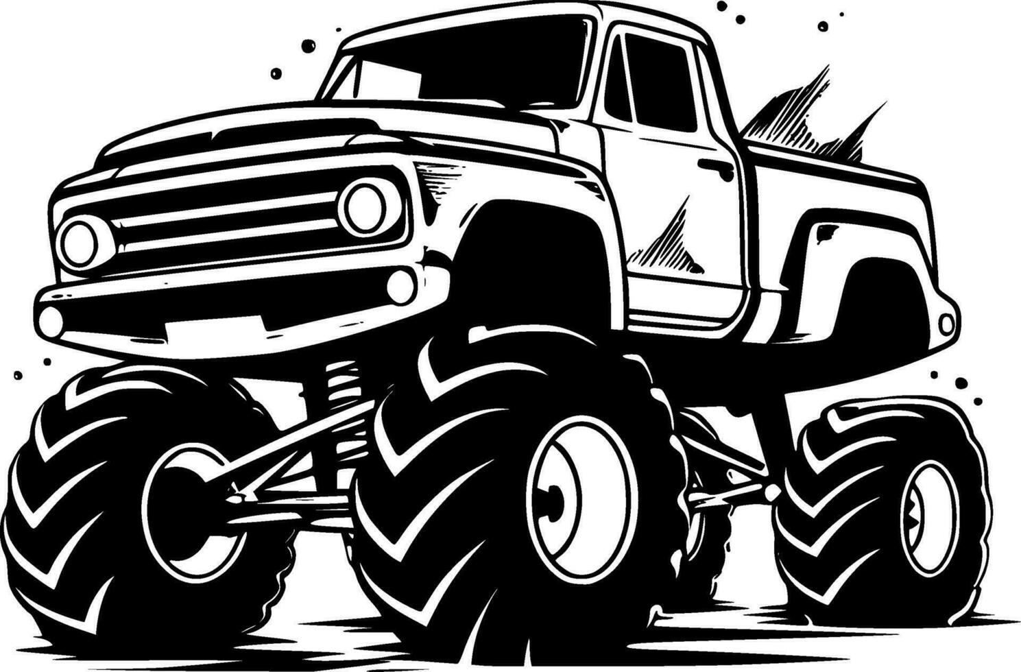 Monster Truck, Minimalist and Simple Silhouette - Vector illustration