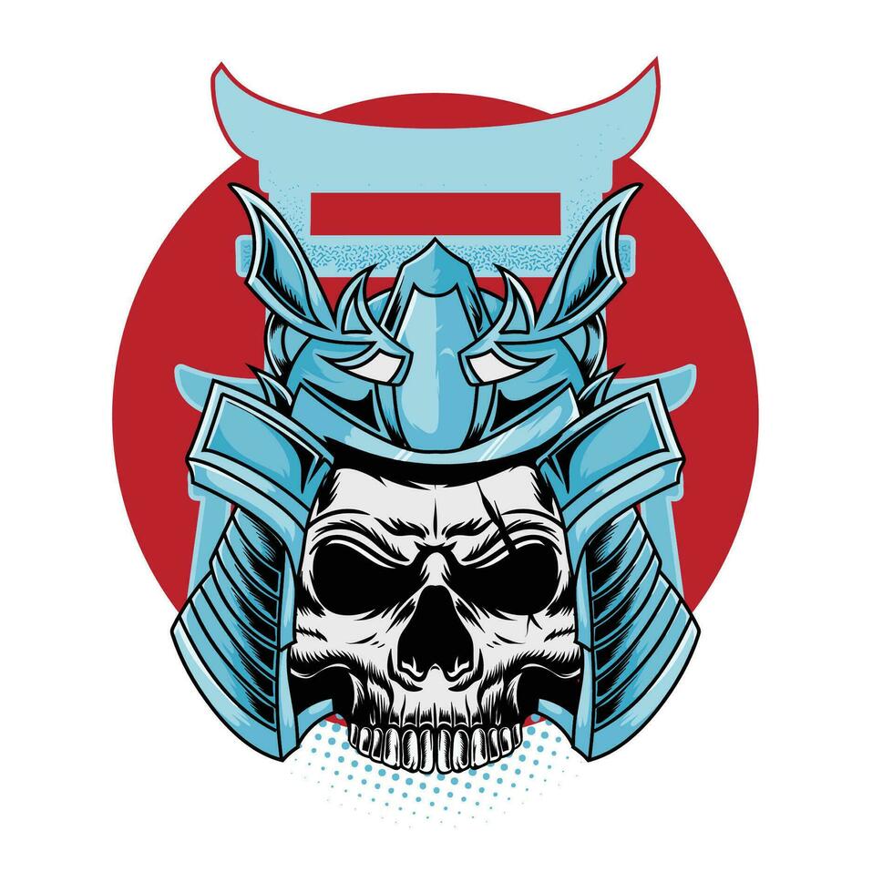 Warrior japan skull vector art illustration