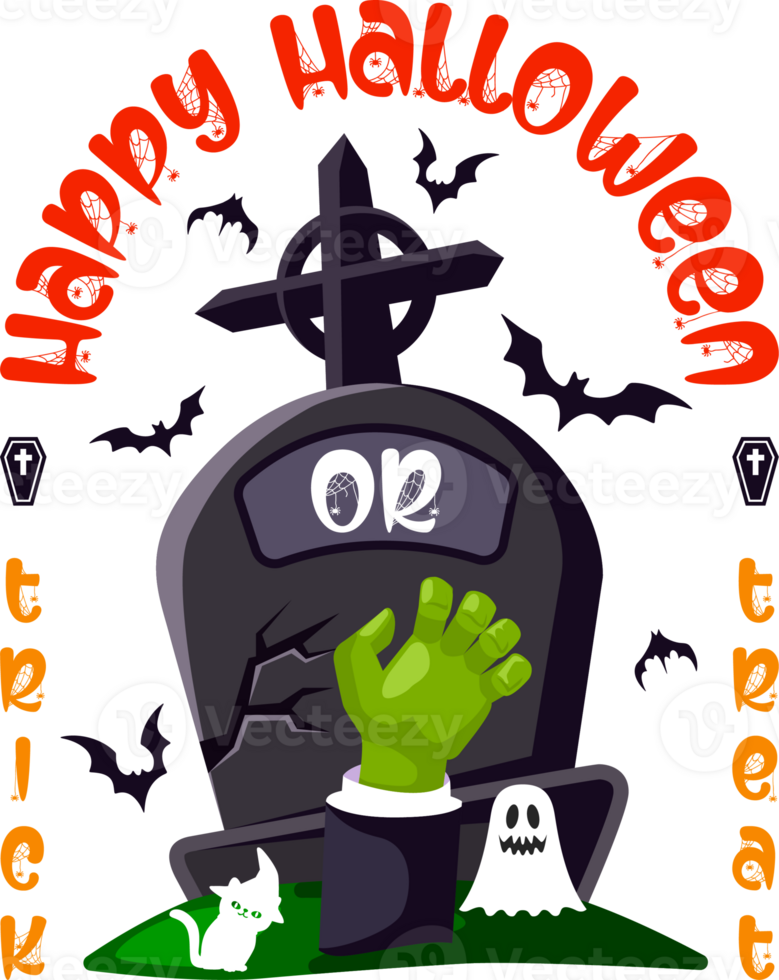 gelukkig halloween truc of traktatie t-shirt ontwerp png