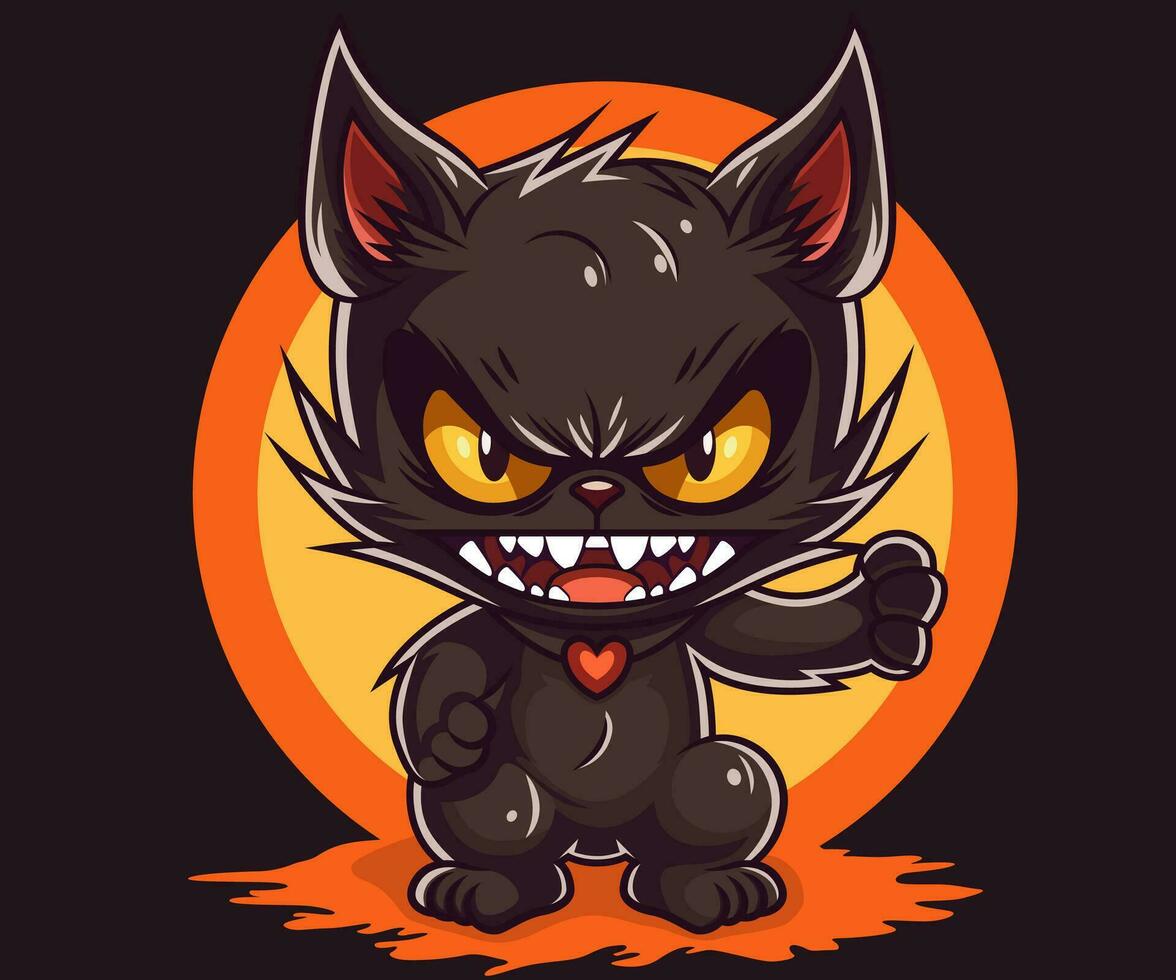 Illustration of a black cat Halloween concept vector