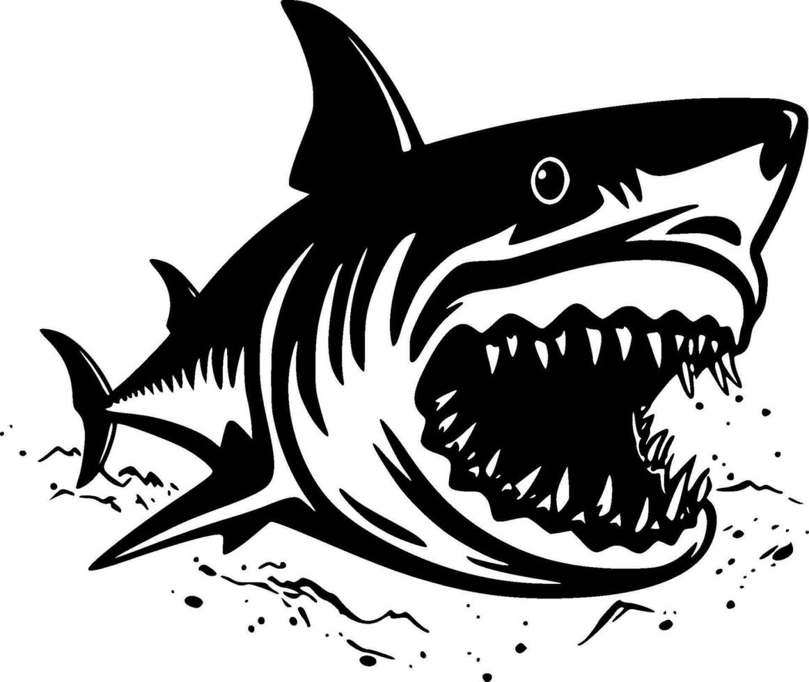 Shark, Black and White Vector illustration