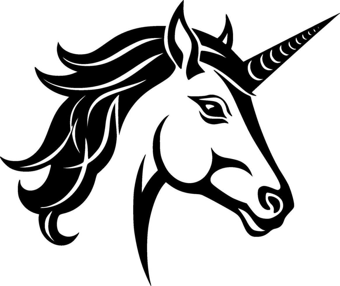 Unicorn, Black and White Vector illustration