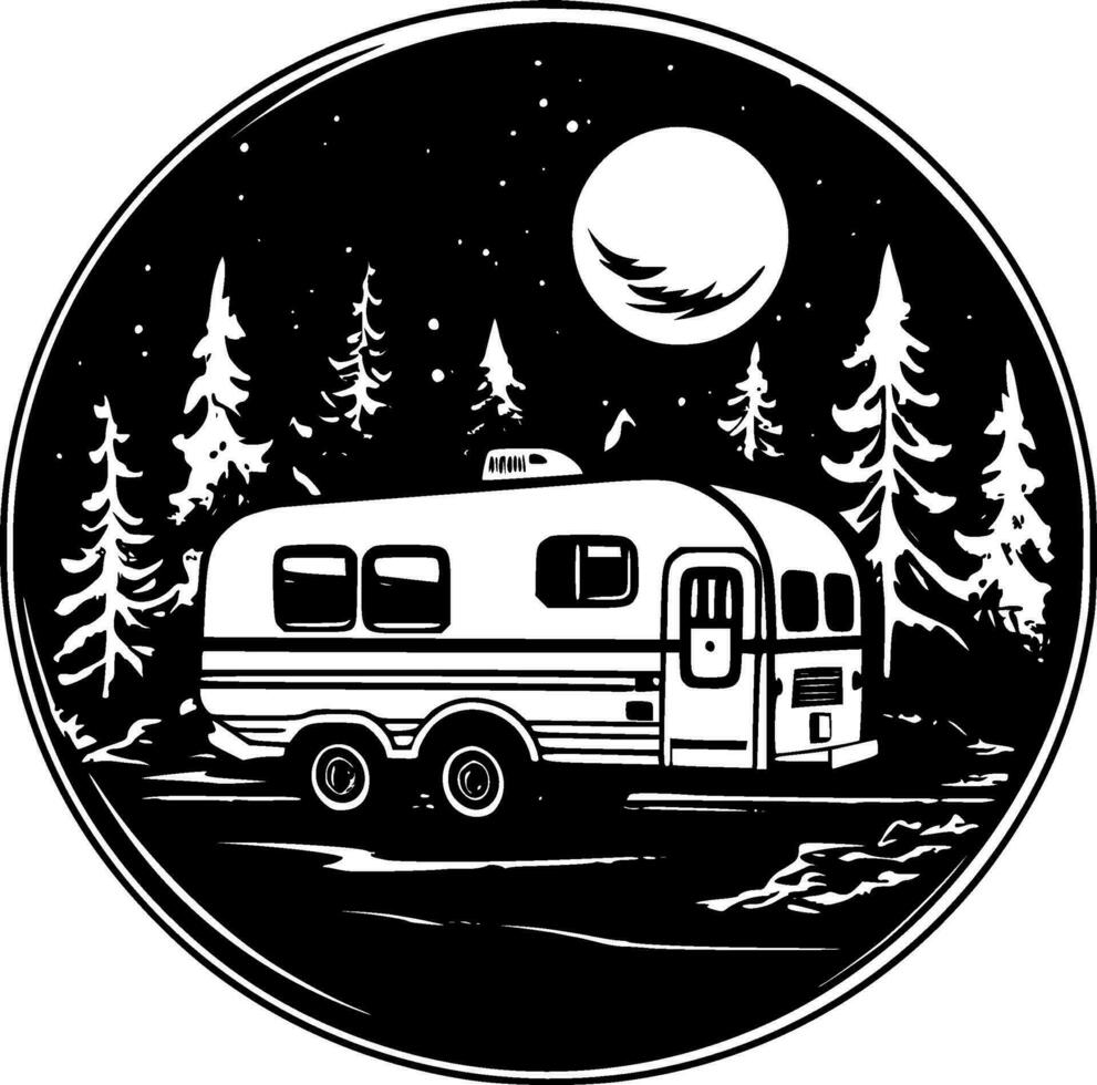 Camping, Minimalist and Simple Silhouette - Vector illustration