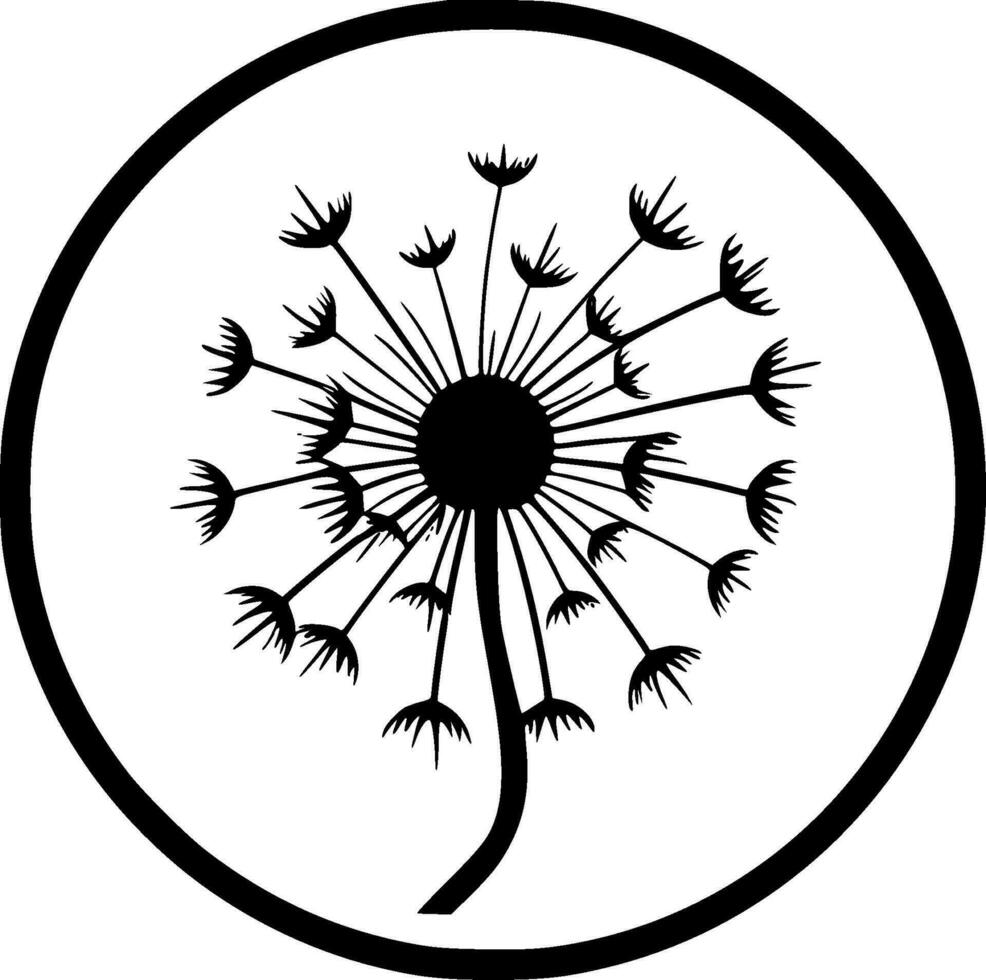 Dandelion - Black and White Isolated Icon - Vector illustration