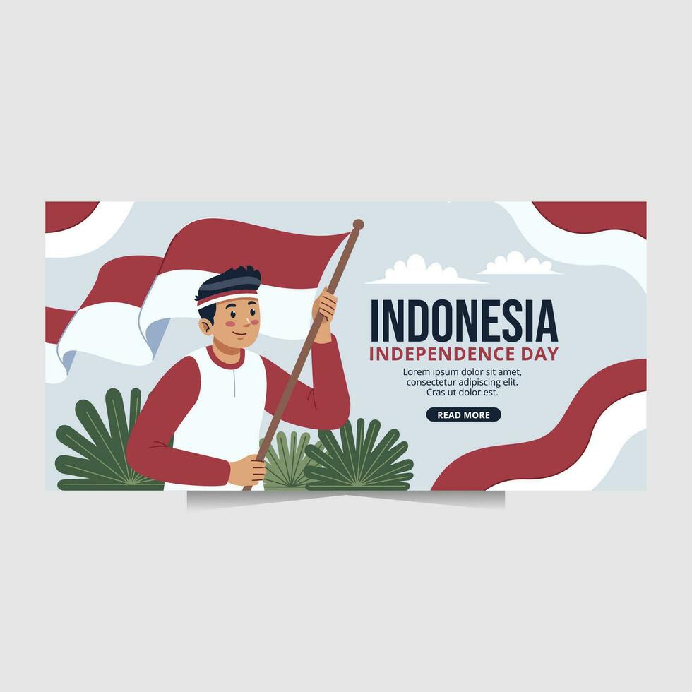 bandera y póster de indonesia independencia día con patriótico fervor vector