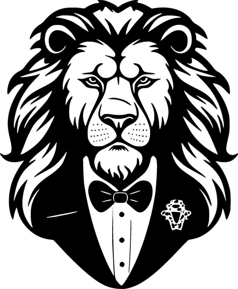 Lion - Black and White Isolated Icon - Vector illustration