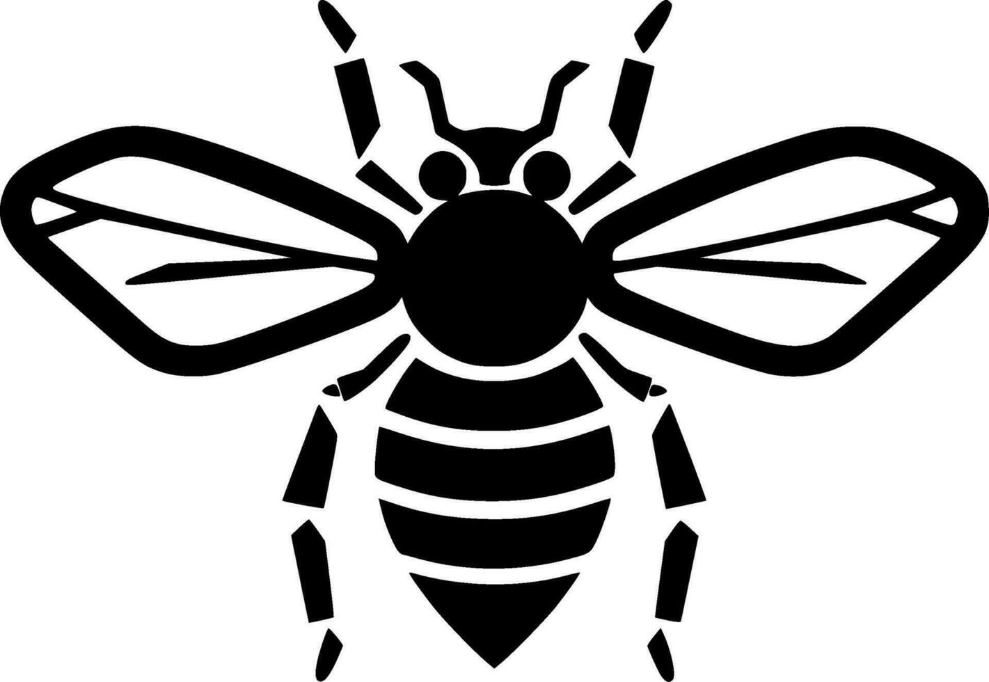 Bee, Black and White Vector illustration