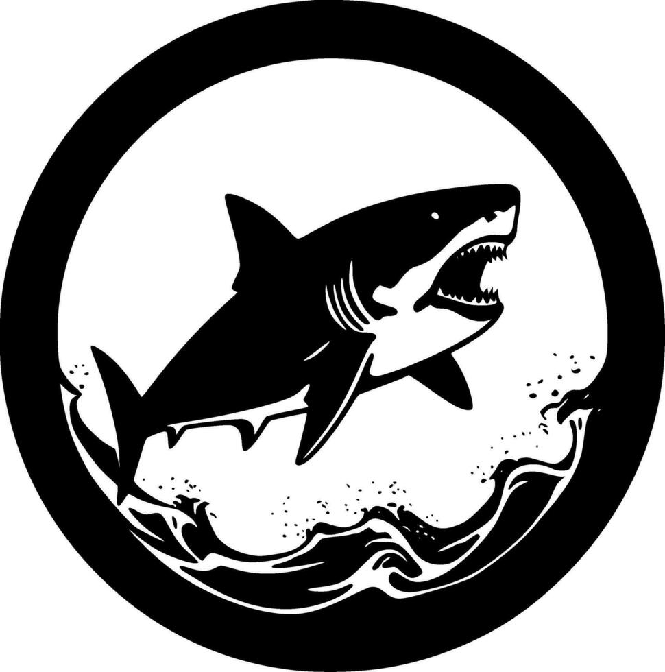 Shark, Black and White Vector illustration