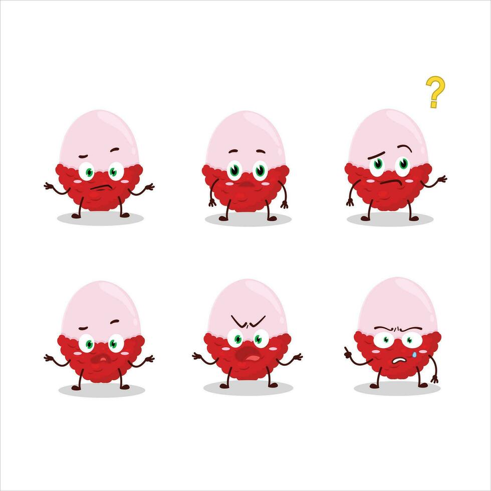 Cartoon character of slice of lychee with what expression vector