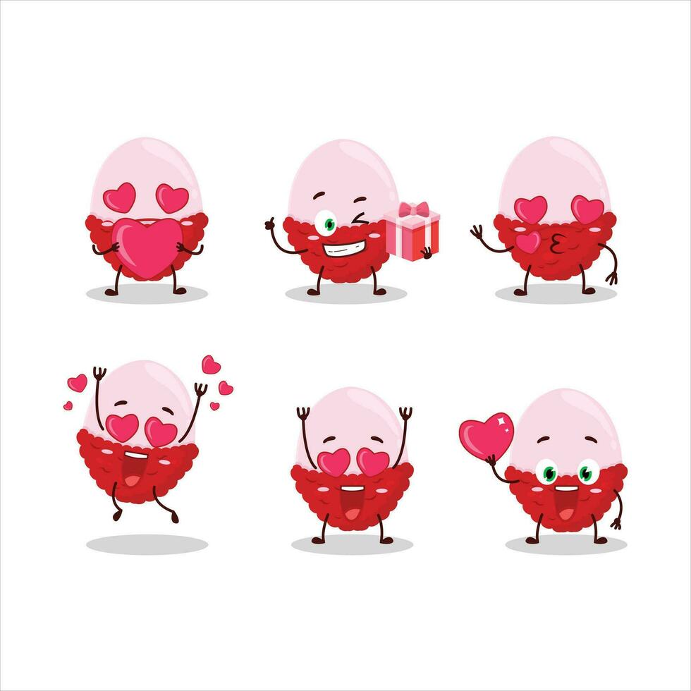 Slice of lychee cartoon character with love cute emoticon vector