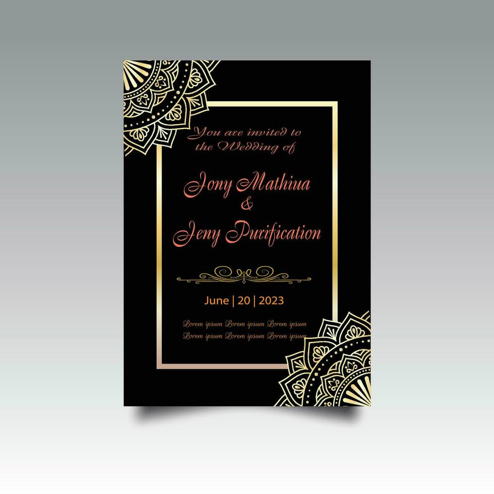 Luxury wedding invitation card design set. Luxury vintage golden vector invitation card template