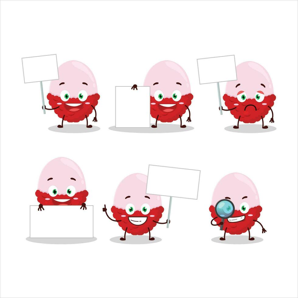 Cartoon character of slice of lychee with various chef emoticons vector