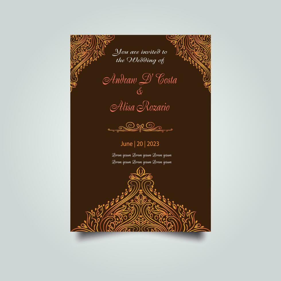 Luxury wedding invitation card design set. Luxury vintage golden vector invitation card template