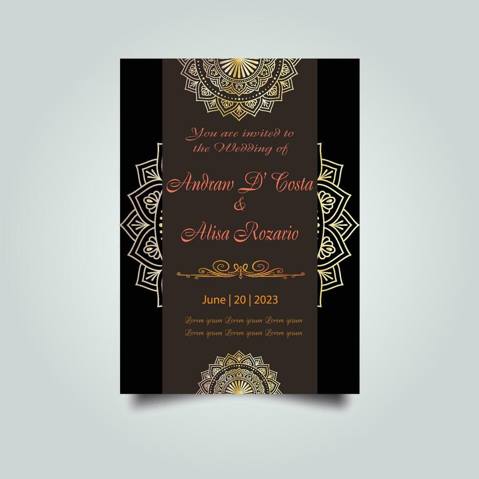 Luxury wedding invitation card design set. Luxury vintage golden vector invitation card template