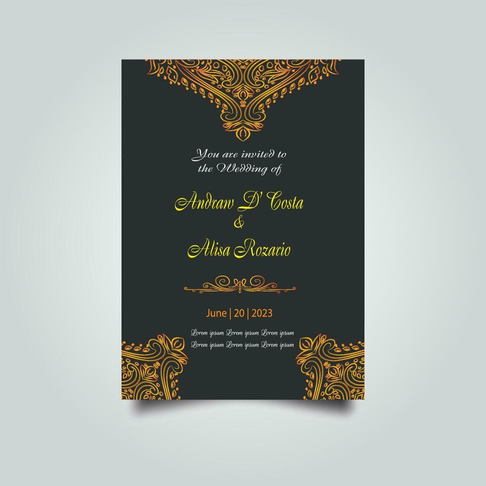 Luxury wedding invitation card design set. Luxury vintage golden vector invitation card template