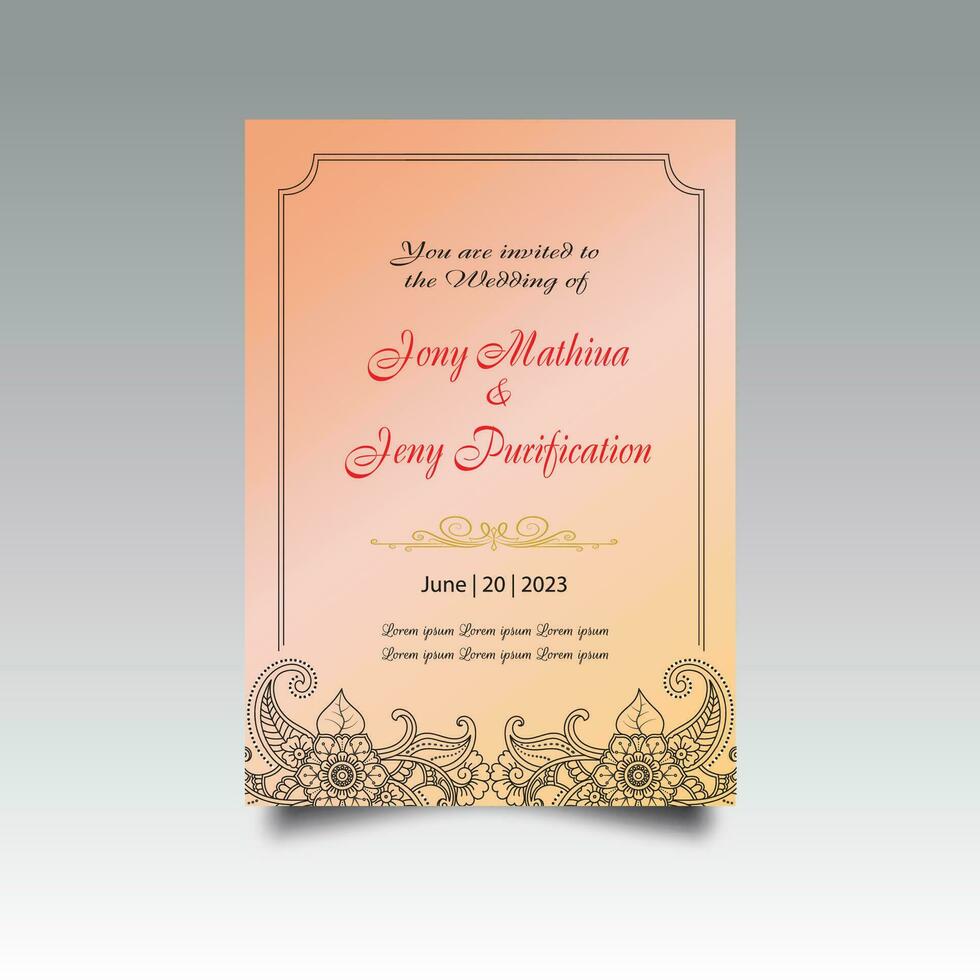 Luxury wedding invitation card design set. Luxury vintage golden vector invitation card template