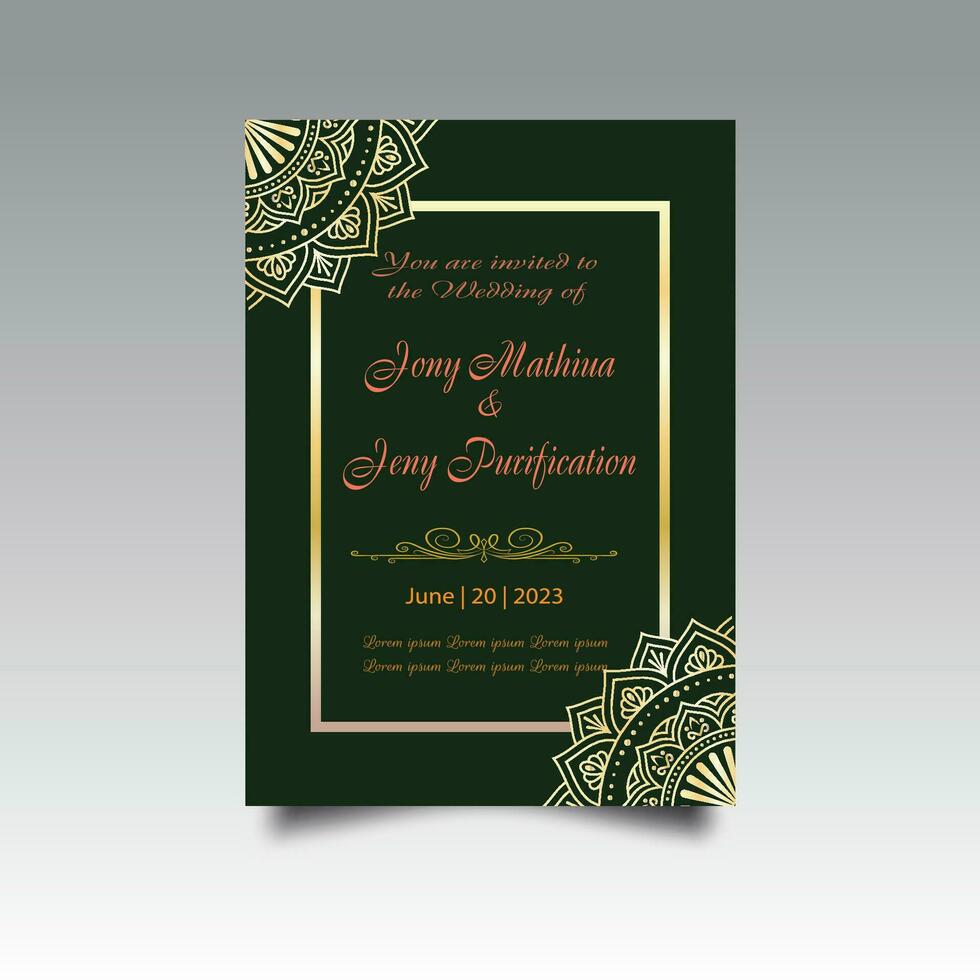 Luxury wedding invitation card design set. Luxury vintage golden vector invitation card template