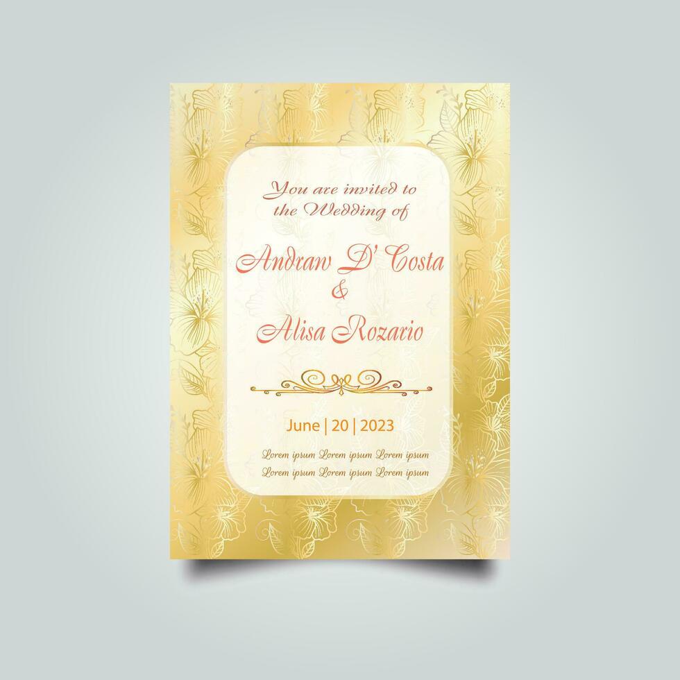Luxury wedding invitation card design set. Luxury vintage golden vector invitation card template