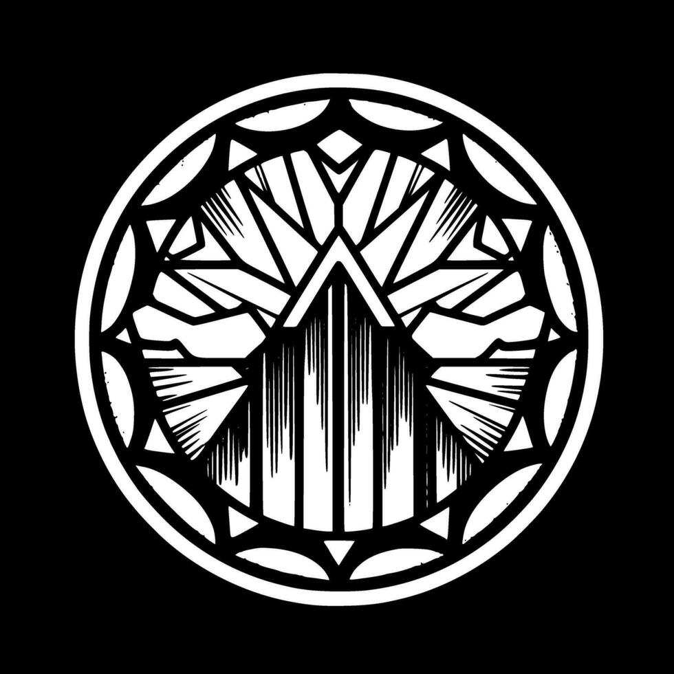 Stained Glass - Black and White Isolated Icon - Vector illustration