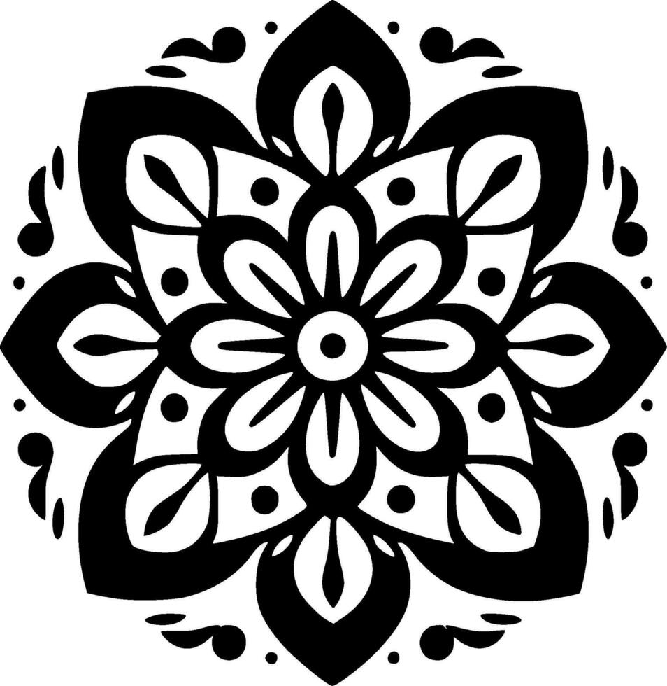 Mandala, Black and White Vector illustration