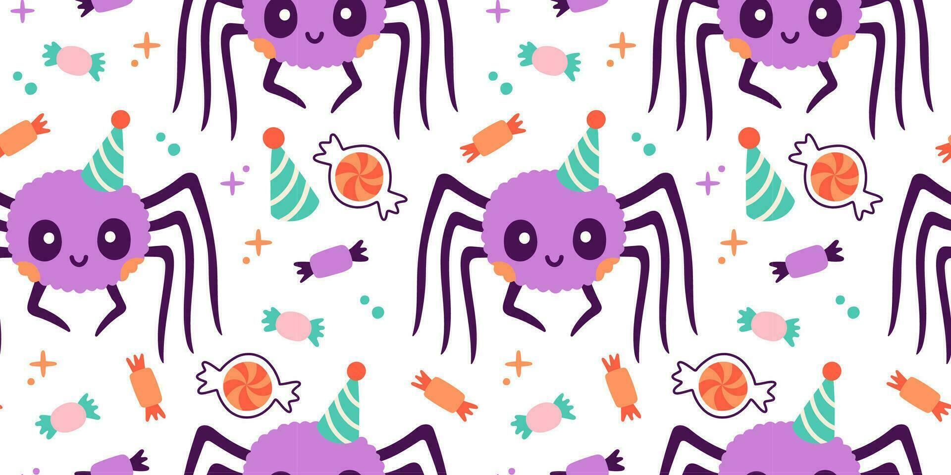 Halloween seamless pattern. Seamless pattern with cute halloween elements. Vector flat design illustration.