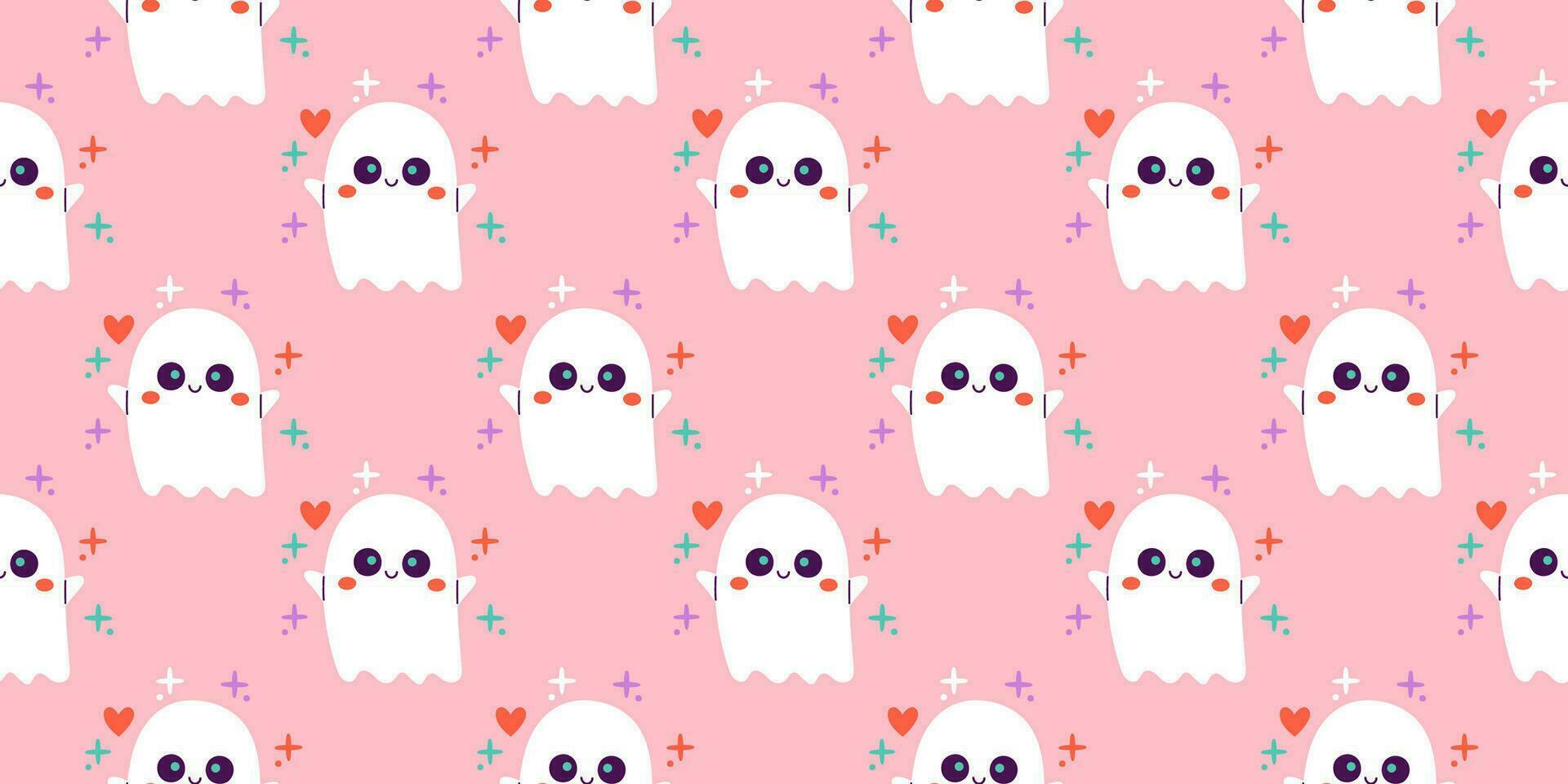 Halloween seamless pattern. Seamless pattern with cute halloween elements. Vector flat design illustration.