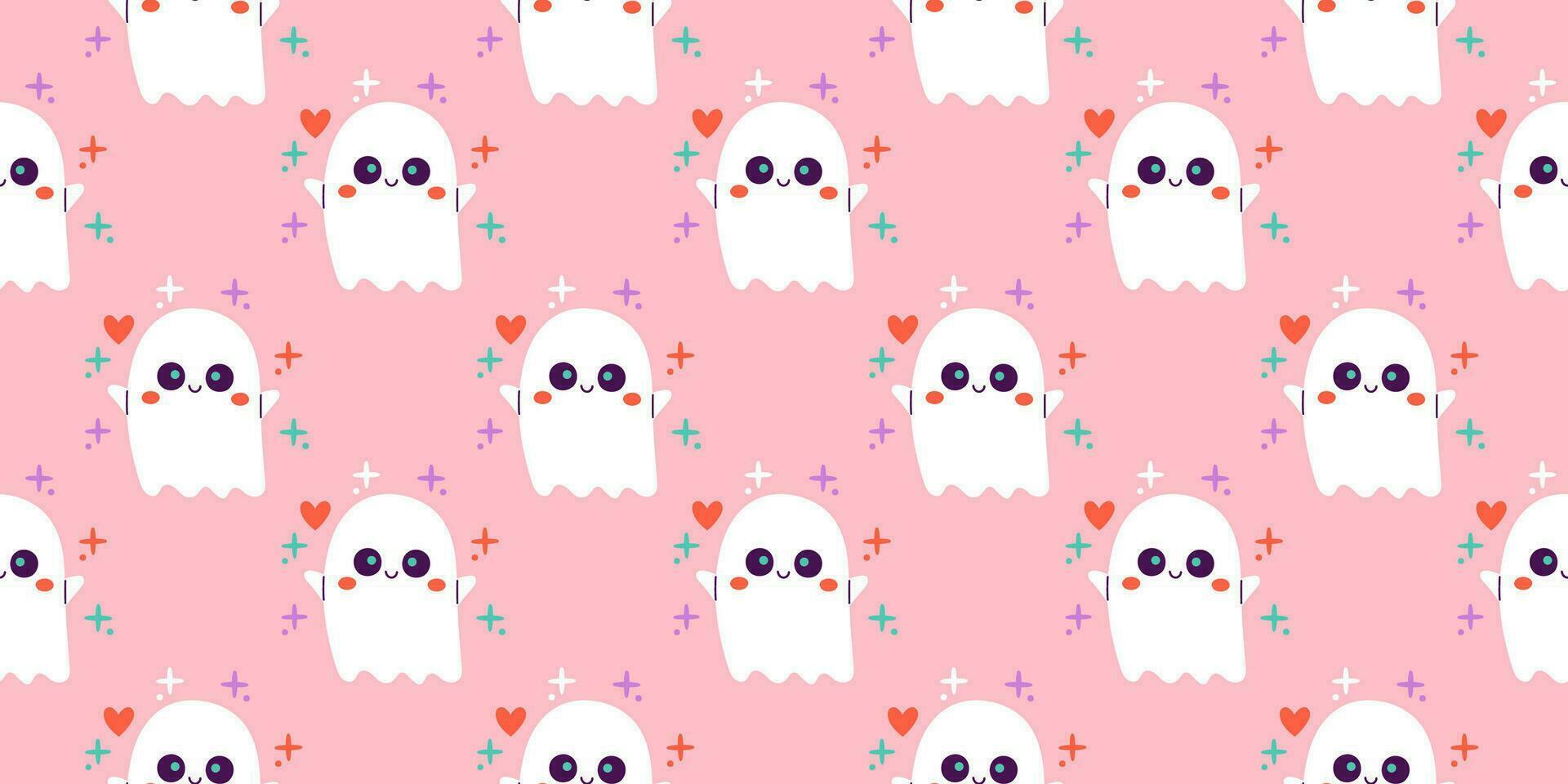 Halloween seamless pattern. Seamless pattern with cute halloween elements. Vector flat design illustration.