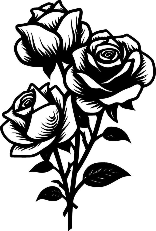 Roses, Minimalist and Simple Silhouette - Vector illustration