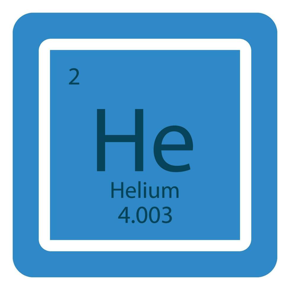 Helium periodic table element chemical symbol. Vector helium atom gas icon