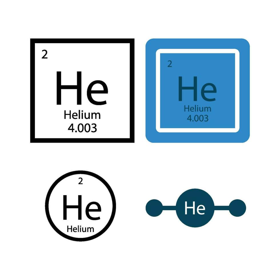 Helium periodic table element chemical symbol. Vector helium atom gas icon