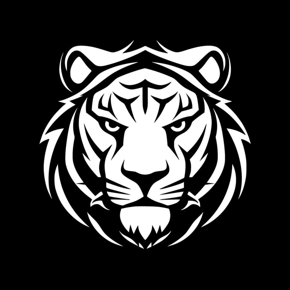 Tigre - negro y blanco aislado icono - vector ilustración