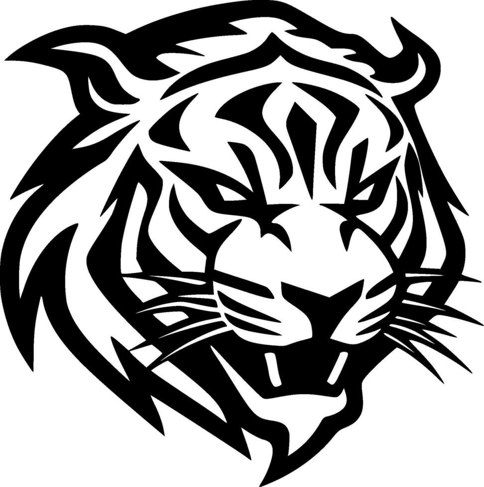 Tiger, Black and White Vector illustration