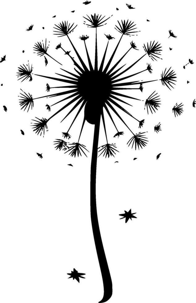 Dandelion - Black and White Isolated Icon - Vector illustration