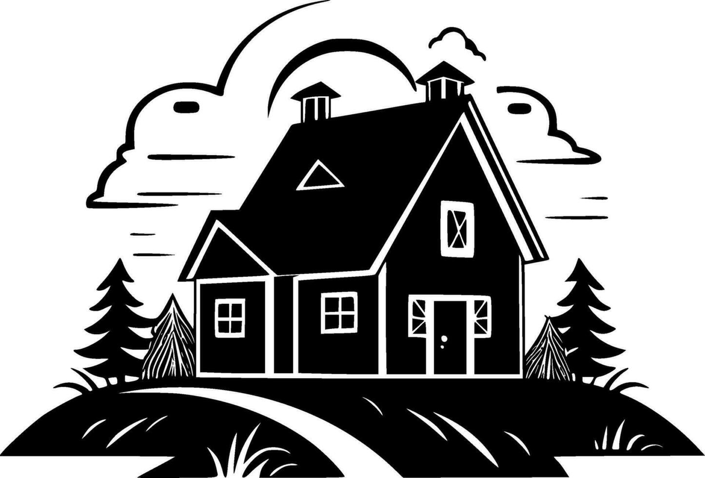 Farmhouse, Minimalist and Simple Silhouette - Vector illustration