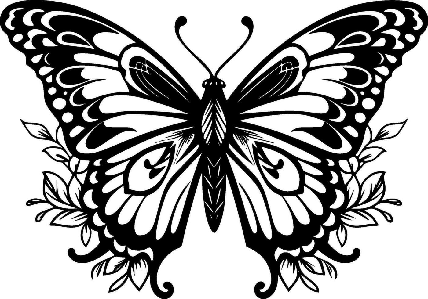 Butterfly - Black and White Isolated Icon - Vector illustration