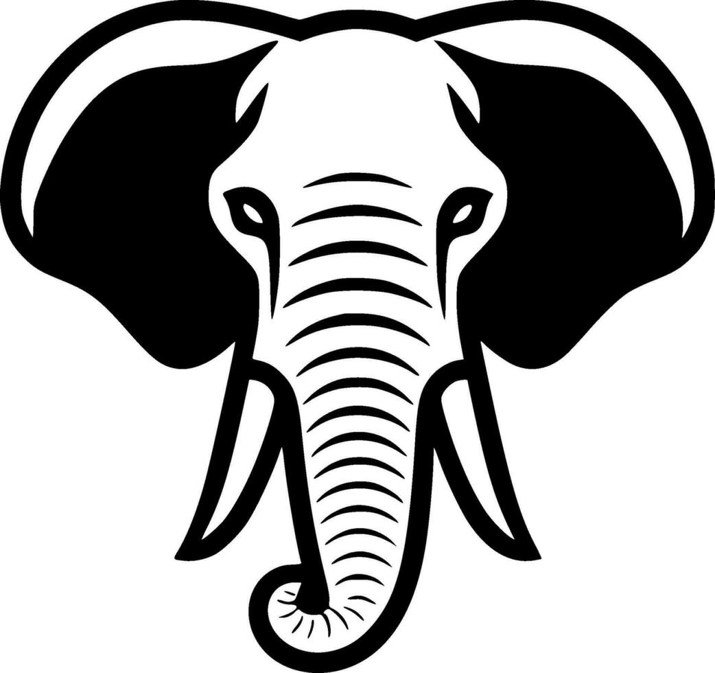 Elephant - Black and White Isolated Icon - Vector illustration