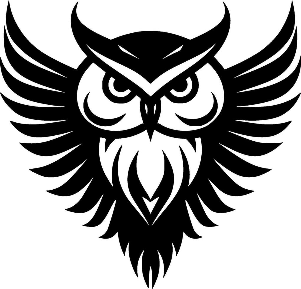 Owl - Black and White Isolated Icon - Vector illustration