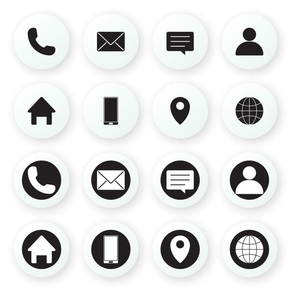 Web icon set. Business card contact information icon. Contact icon set. vector