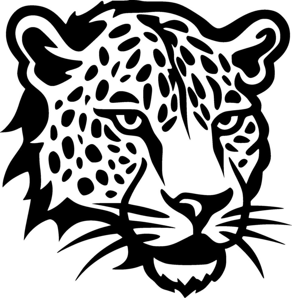 leopardo - negro y blanco aislado icono - vector ilustración