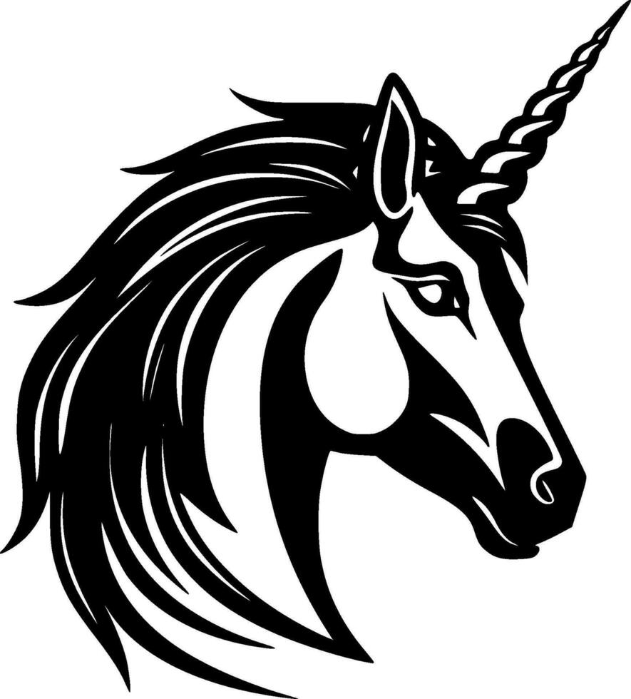 unicornio - negro y blanco aislado icono - vector ilustración