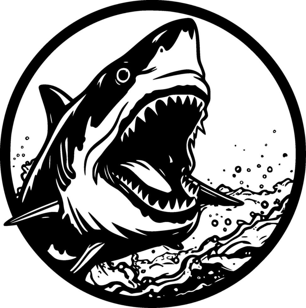 Shark, Black and White Vector illustration