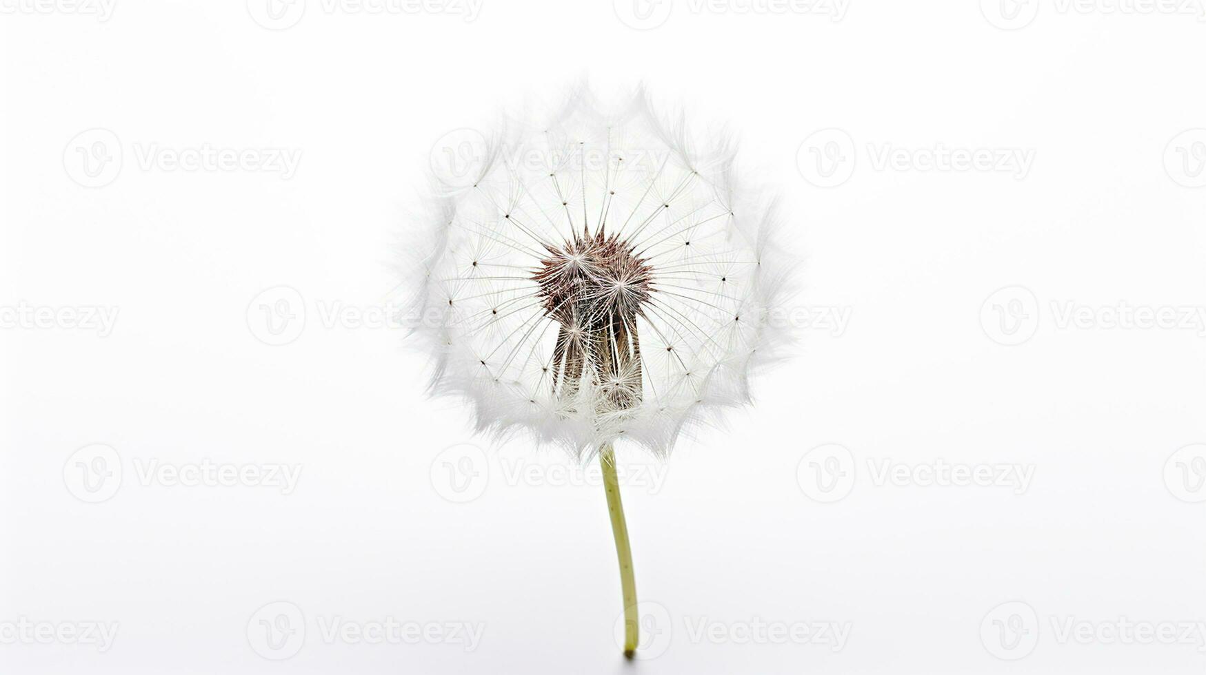 Photo of beautiful Dandelion flower isolated on white background. Generative AI