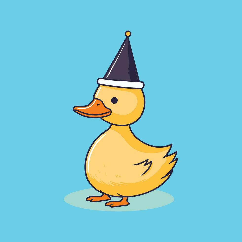 Happy Baby Duck Taking a Stroll Vector Illustration