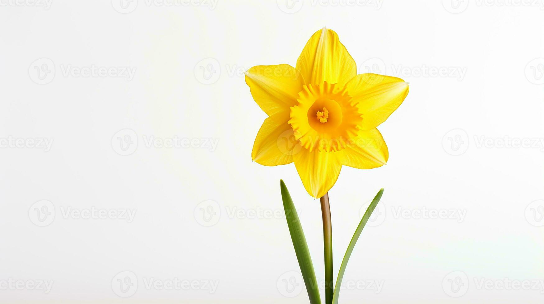 Photo of beautiful Daffodil flower isolated on white background. Generative AI