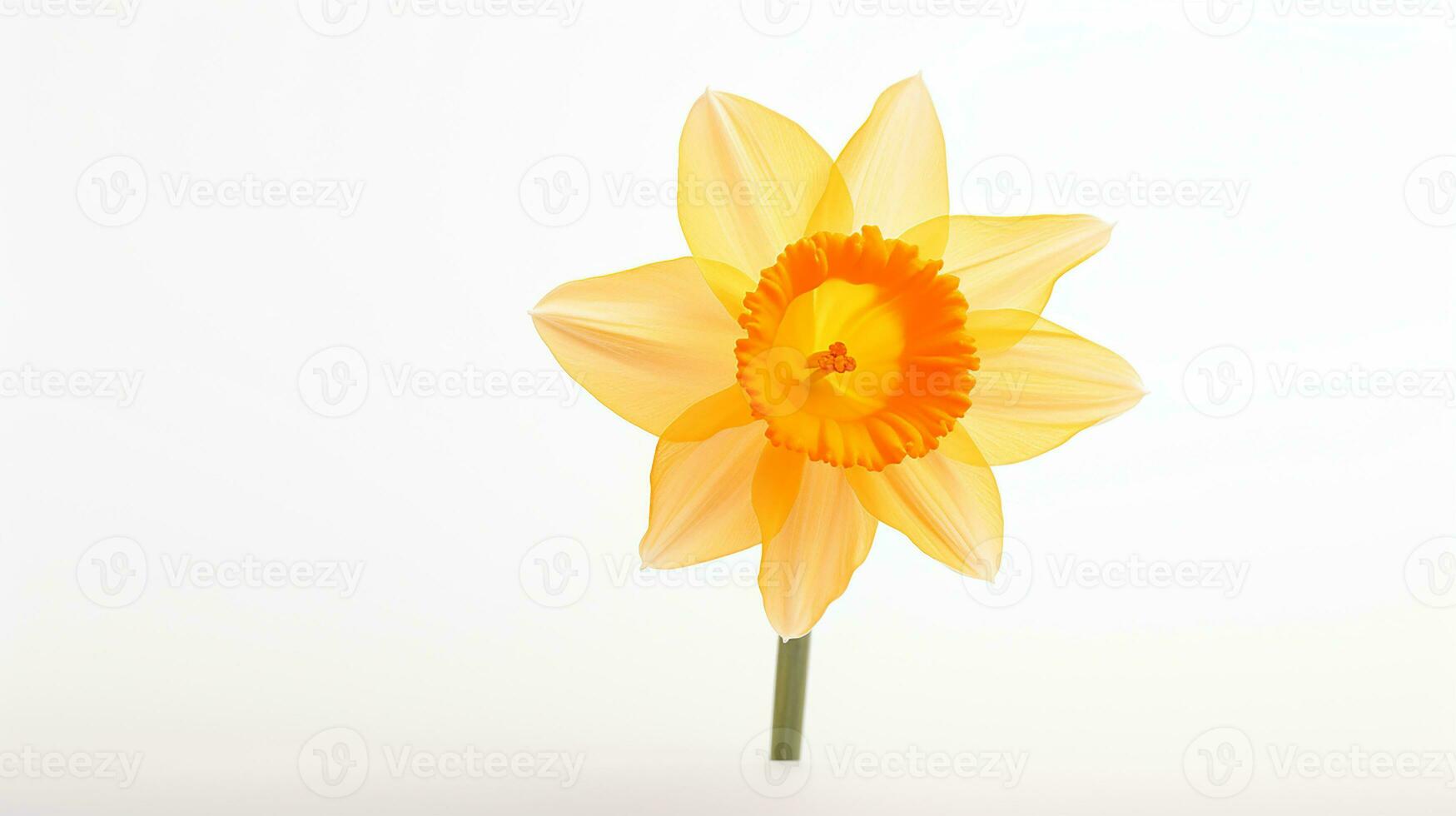 Photo of beautiful Daffodil flower isolated on white background. Generative AI
