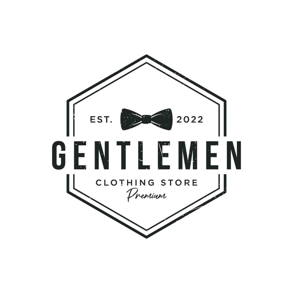 Vintage gentlemen tie logo template design.Elegant menswear fashion logo. vector